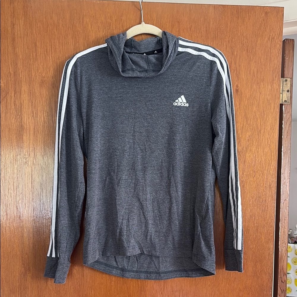 Adidas Charcoal Hoodie with White Accents